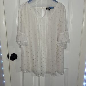 Sara Michelle White Blouse with Gold Dots